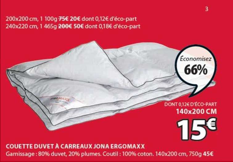 Couette Duvet à Carreaux Jona Ergomaxx