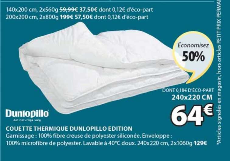 Couette Thermique Dunlopillo édition
