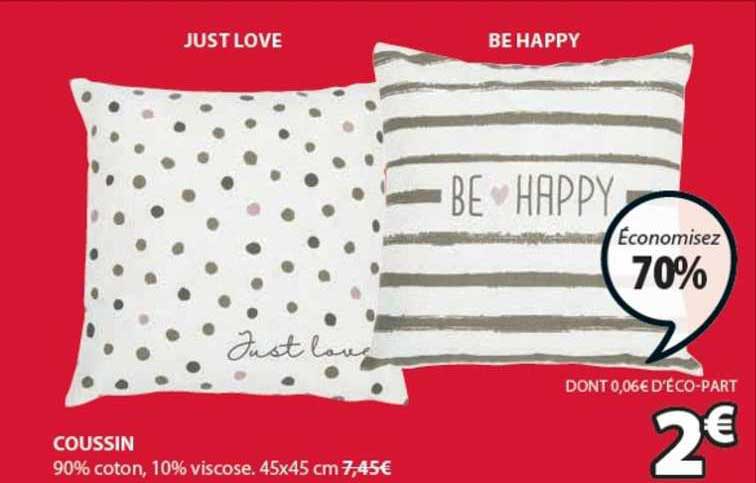 coussin just love, be happy