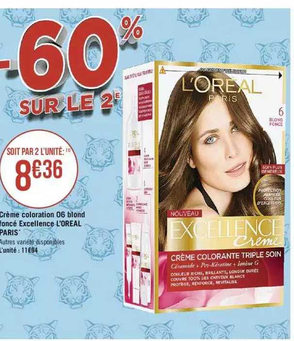 crème coloration 06 blond foncé excellence l'oréal paris
