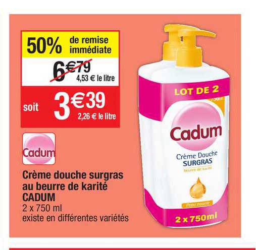 crème douche surgras au beurre de karité cadum