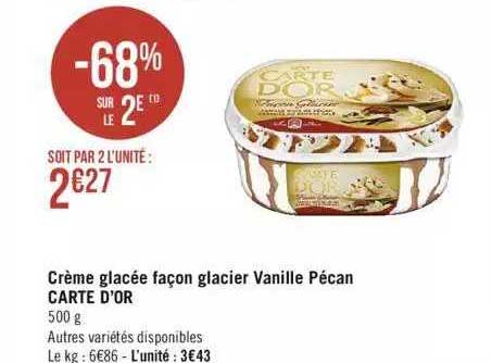 crème glacée façon glacier vanille pécan carte d'or