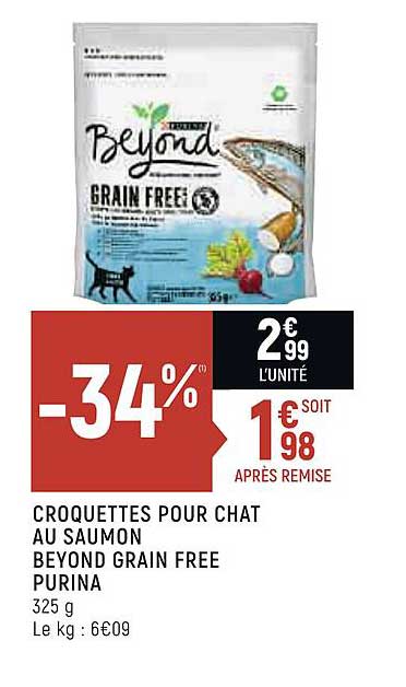 croquettes pour chat au saumon beyond grain free purina