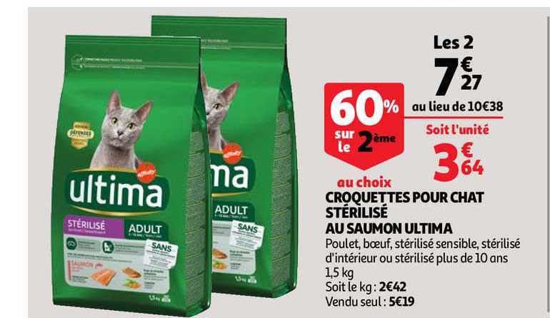 Croquettes Pour Chat Stérilisé Au Saumon Ultima