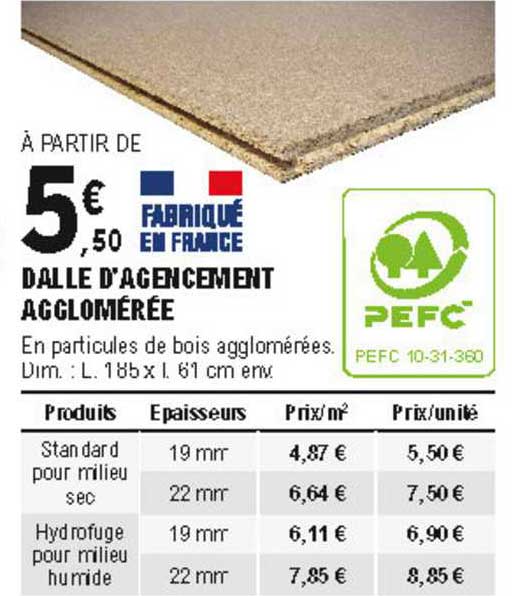 dalle d'agencement agglomérée