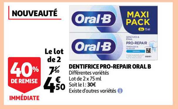 dentifrice pro-repair oral b