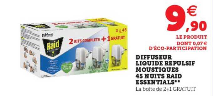 diffuseur liquide repulsif moustiques 45 nuits raid essentials