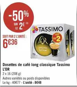 Dosettes De Café Long Classique Tassimo L'or