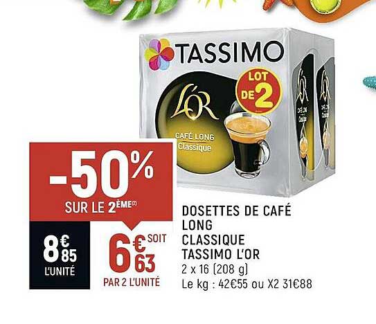 Dosettes De Café Long Classique Tassimo L'or