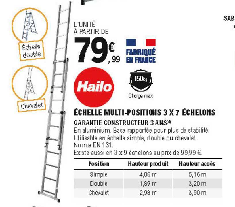 échelle multi-positions 3 x 7 échelons hailo