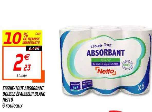 essuie-tout absorbant double épaisseur blanc netto