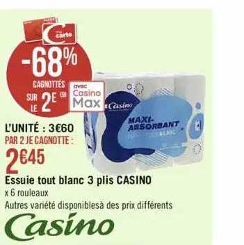 essuie tout blanc 3 plis casino