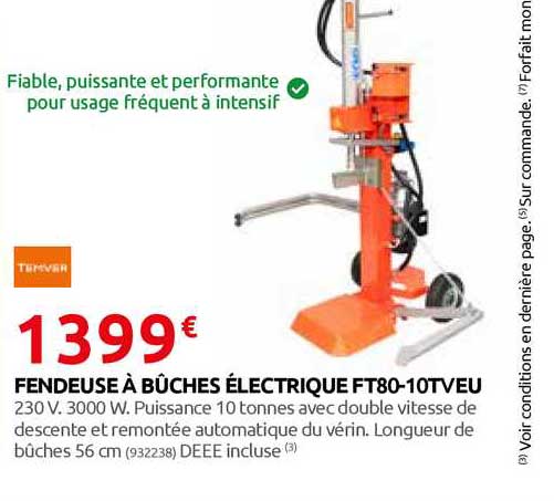 fendeuse à bûches électrique ft80-10tveu