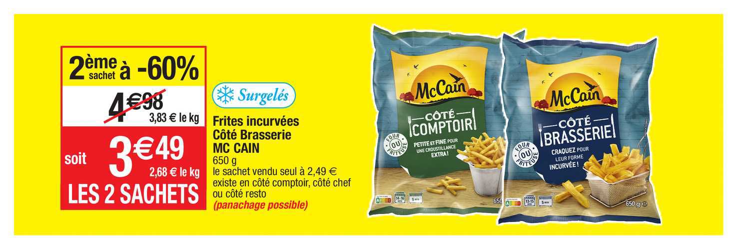 frites incurvées côté brasserie mc cain