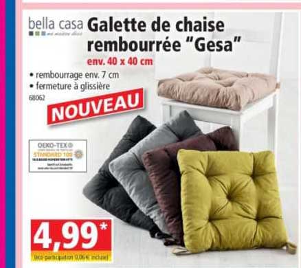 galette de chaise rembourrée "gesa" bella casa