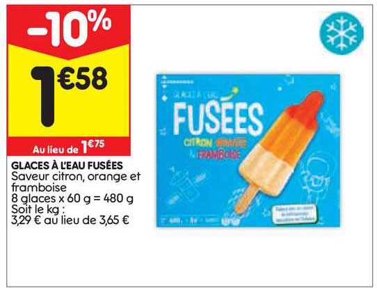 glaces à l'eau fusées