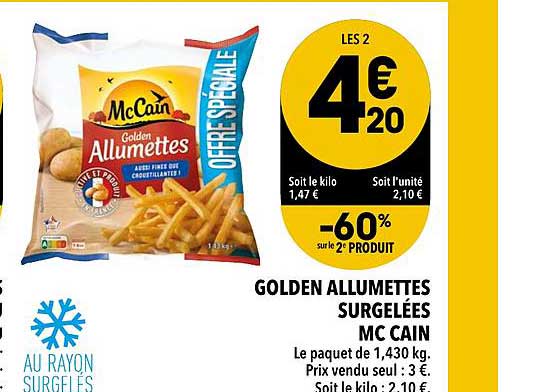 golden allumettes surgelées mc cain
