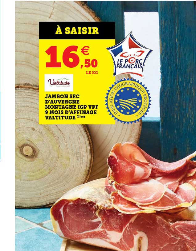 jambon sec d'auvergne montagne igp vpf 9 mois d'affinage valtitude