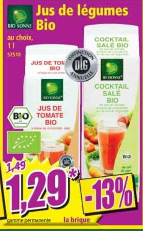 jus de légumes bio bio sonne