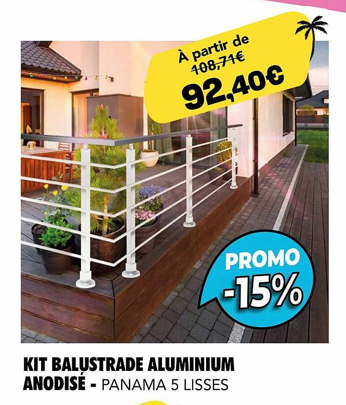 Kit Balustrade Aluminium Anodisé - Panama 5 Lisses