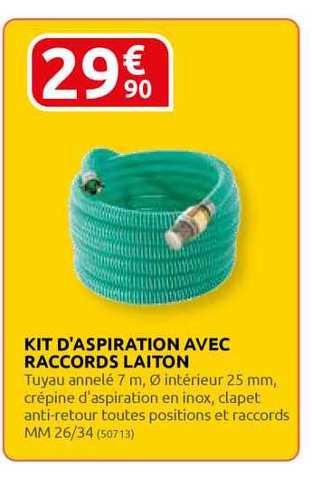 kit d'aspiration avec raccords laiton