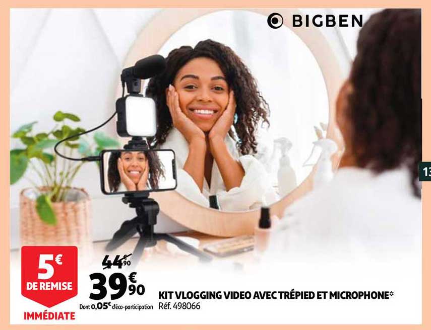 kit vlogging video avec trépied et microphone