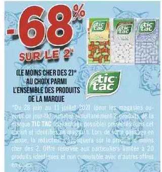 l'ensemble des produits de la marque tic tac