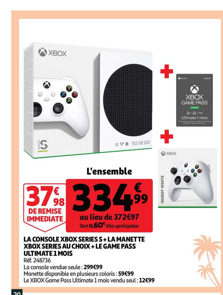 la console xbox series s+ la manette xbox series au choix + le game pass ultimate 1 mois