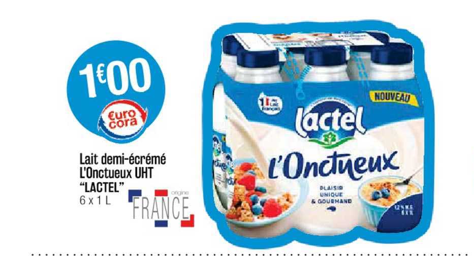 lait demi-écrémé l'onctueux uht "lactel"