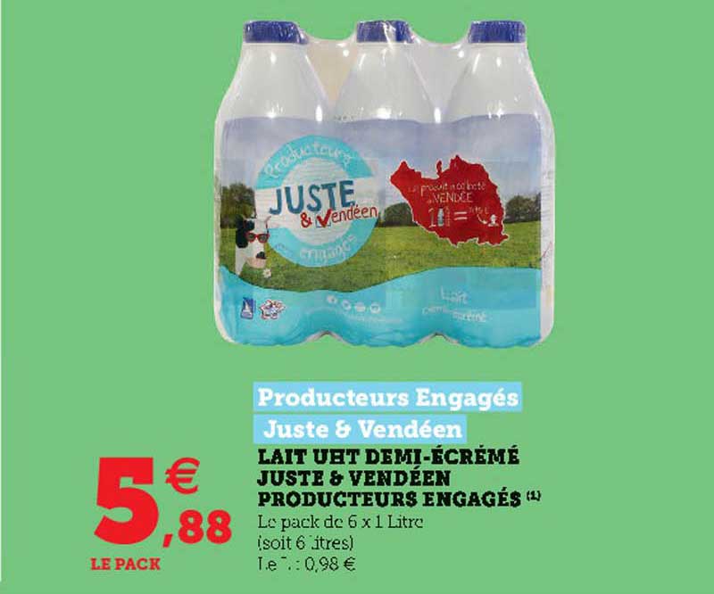 lait uht demi-écrémé juste & vendéen producteurs engagés