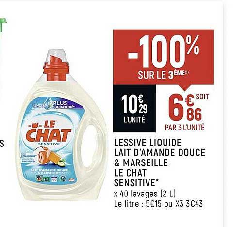 lessive liquide lait d'amande douce & marseille le chat sensitive