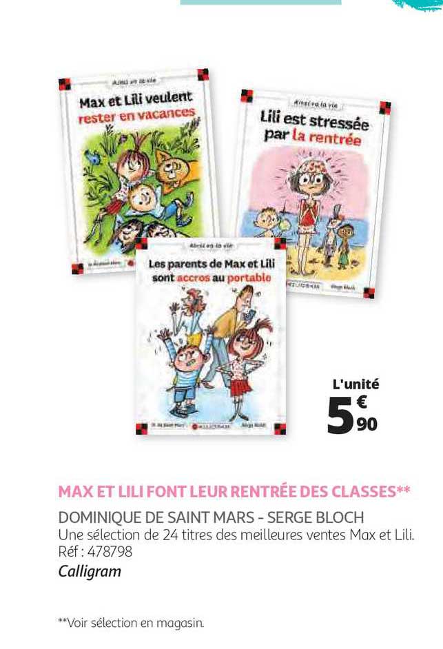 max et lili font leur rentrée des classes - dominique de saint  mars - serge bloch