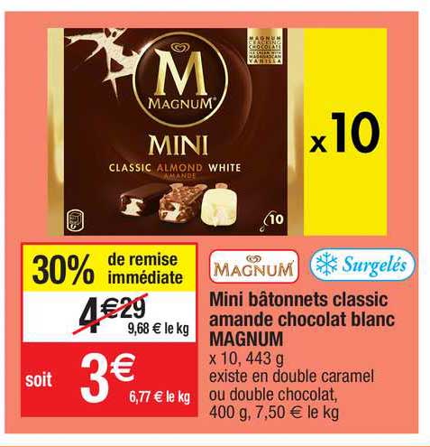 Mini Bâtonnets Classic Amande Chocolat Blanc Magnum
