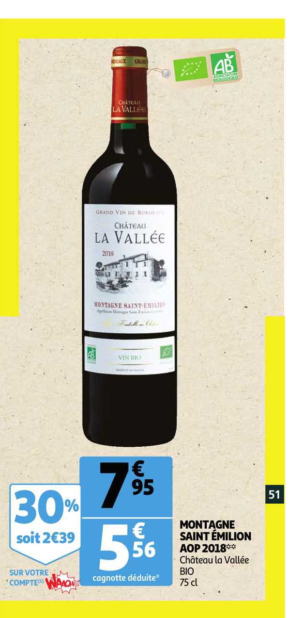 montagne saint émilion aop 2018 château la vallée bio