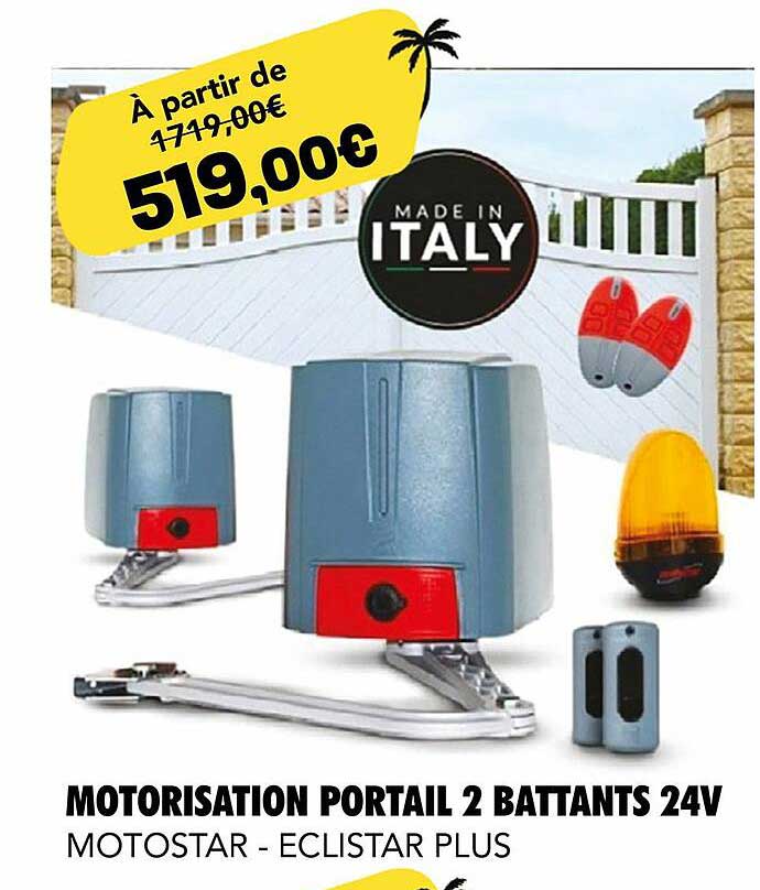 Motorisation Portail 2 Battants 24v Motostar - Eclistar Plus