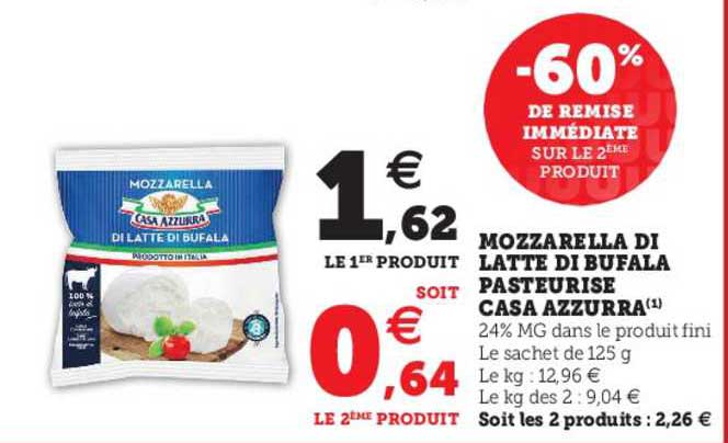 Mozzarella Di Latte Di Bufala Pasteurisé Casa Azzurra