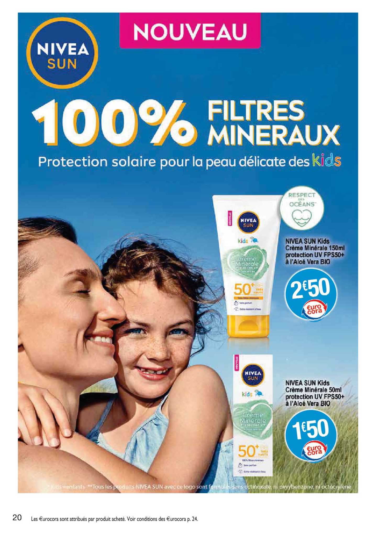 nivea sun kids crème minérale 150 ml protection uv fps50+ à l'aloé véra bio, nivea sun kids crème minérale 50 ml protection uv fps50+ à l'aloé véra bio