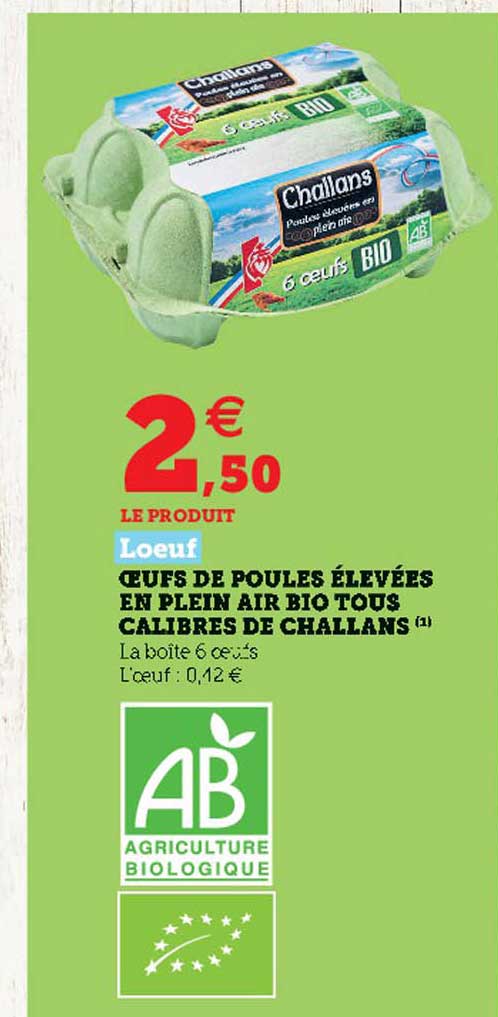 oeufs de poules élevées en plein air bio tous calibres de challans loeuf