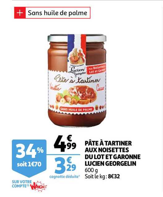 pâte à tartiner aux noisettes du lot et garonne lucien georgelin
