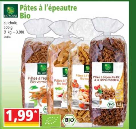 pâtes à l'épeautre bio bio sonne