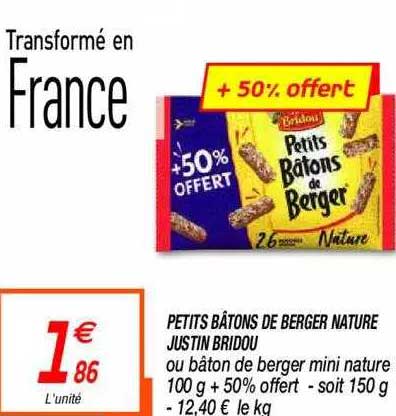 petits bâtons de berger nature justin bridou