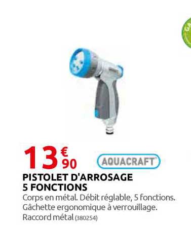 pistolet d'arrosage 5 fonctions aquacraft