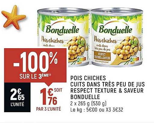 pois chiches cuits dans très peu de jus respect texture & saveur bonduelle