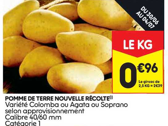 pomme de terre nouvelle récolte