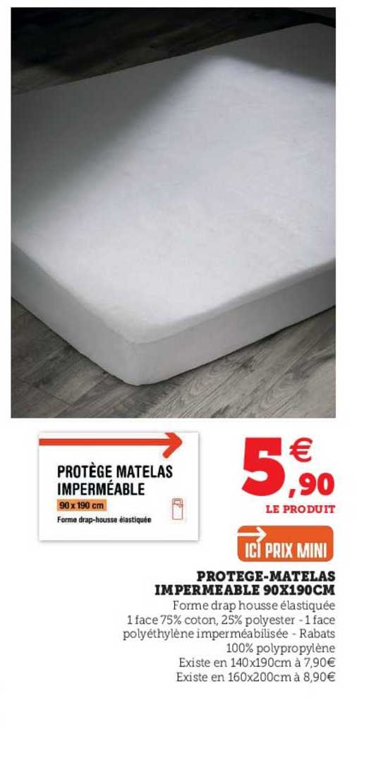 protège-matelas imperbéable 90 x 190 cm