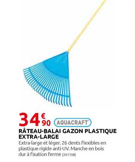 râteau-balai gazon plastique extra-large aquacraft