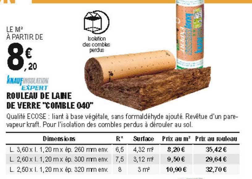 rouleau de laine de verre "comble 040"