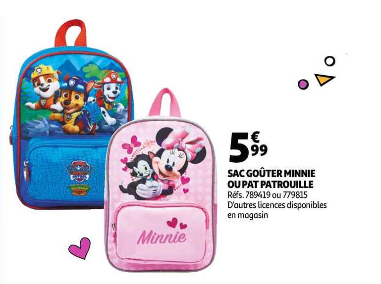 sac goûter minnie ou pat patrouille