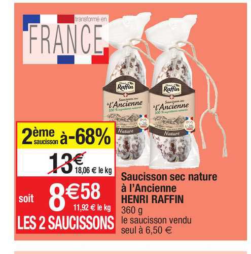 saucisson sec nature à l'ancienne henri raffin