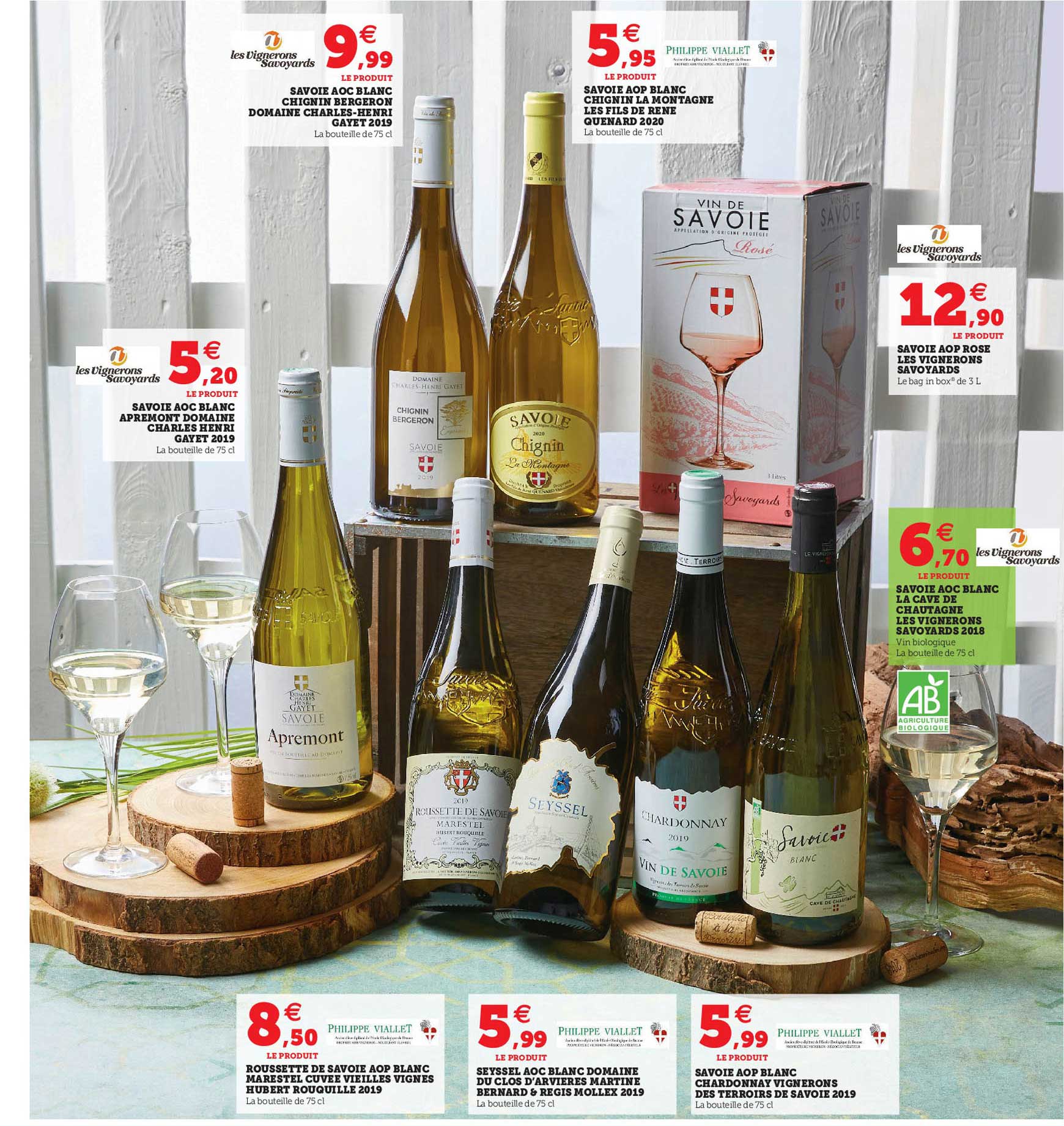 savoie aoc blanc chignin bergeron domaine charles-henri gayet 2019, savoie aoc blanc apremont domaine charles-henri gayet 2019, savoie aop blanc chignin la montagne les fils de rené quenard 2020